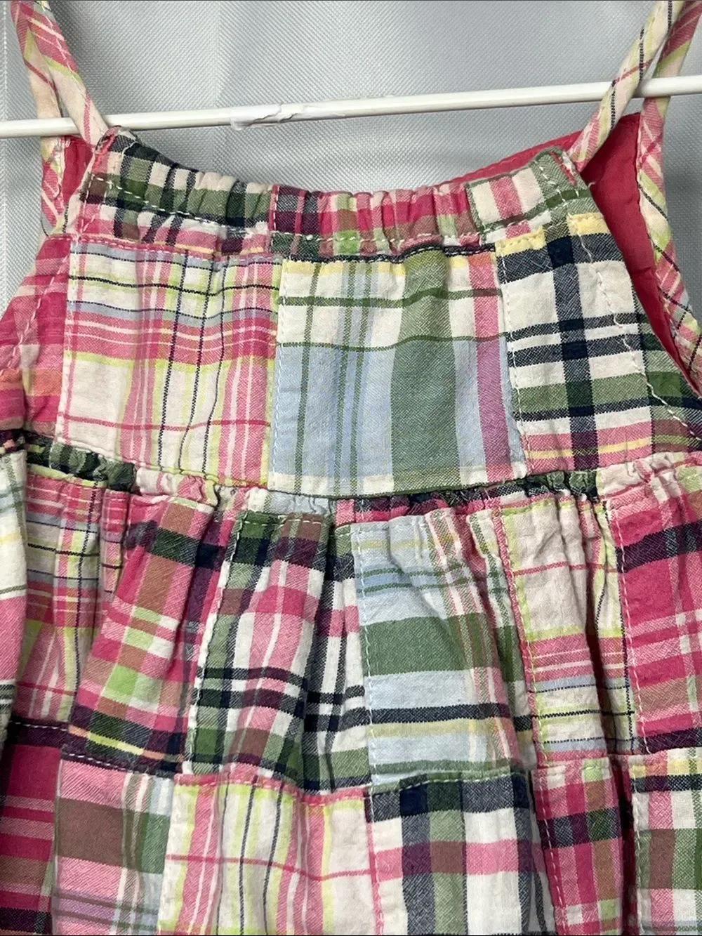 Baby Gap pink and blue plaid patchwork cotton sun dress